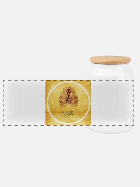 virgo - Panoramic Cookie Jar with Wooden Lid - white
