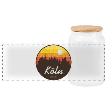 Vintage Cologne – Skyline - Kölsch - Boîte à biscuits avec couvercle en bois - blanc - Devant