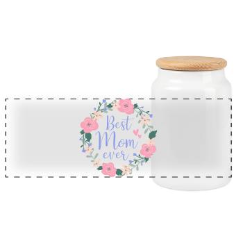 Best Mom ever - lila - Panorama Keksdose mit Holzdeckel - Weiß - Vorne