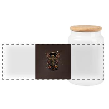 Un symbole de force : la croix ornée d’ailes - Boîte à biscuits avec couvercle en bois - blanc - Devant