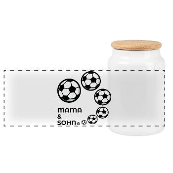 MUTTERTAG FUßBALL MAMA SOHN FUssBALLSPIELER - Panorama Keksdose mit Holzdeckel - Weiß - Vorne