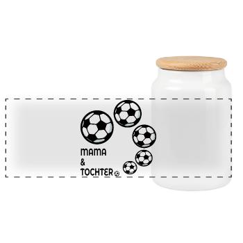 MUTTERTAG FUßBALL MAMA TOCHTER - Panorama Keksdose mit Holzdeckel - Weiß - Vorne