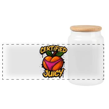 Certified Juicy - Panoramic Cookie Jar with Wooden Lid - white - Front
