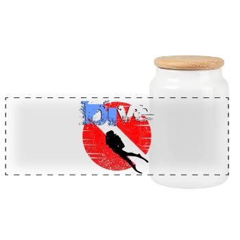 American Diver Down Flagge - Panorama Keksdose mit Holzdeckel - Weiß - Vorne