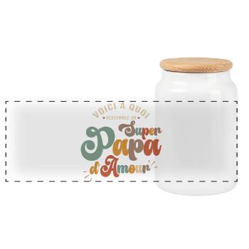 idée papa cadeau fête des pères super papa - Boîte à biscuits avec couvercle en bois - blanc - Devant