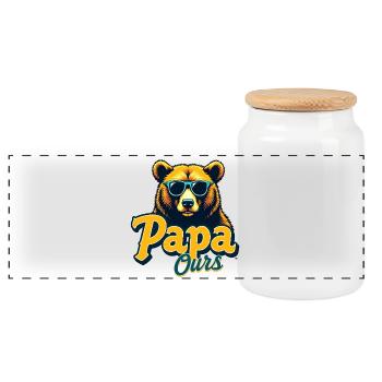 Papa Ours Lunettes Retro - Panorama Keksdose mit Holzdeckel - Weiß - Vorne