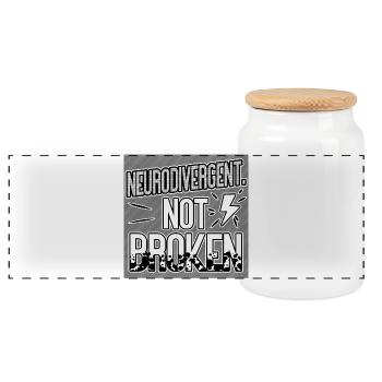 Neurodivergent Not Broken – Neurodiversity Pride - Panoramic Cookie Jar with Wooden Lid - white - Front