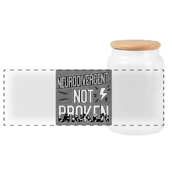 Neurodivergent Not Broken – Neurodiversity Pride - Panorama Keksdose mit Holzdeckel - Weiß - Vorne