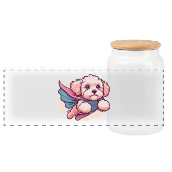 Super Hund Maltipoo Moodle Multipoo Cape Geschenk - Panorama Keksdose mit Holzdeckel - Weiß - Vorne