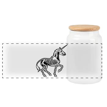 Squelette de licorne - Anatomie vectorielle noire - Boîte à biscuits avec couvercle en bois - blanc - Devant