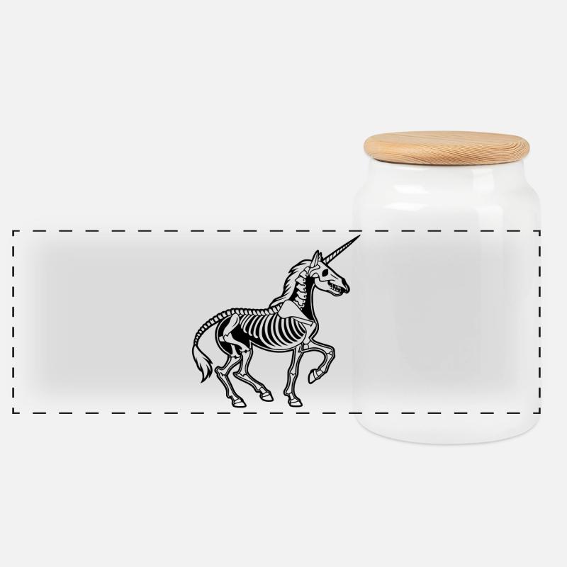 Squelette de licorne - Anatomie vectorielle noire - Boîte à biscuits avec couvercle en bois - blanc
