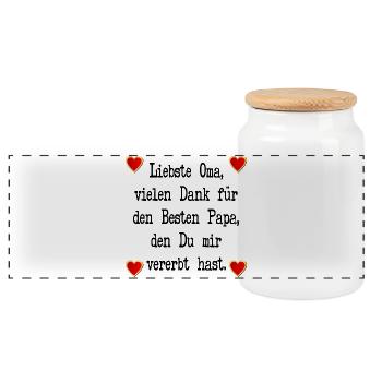 OMA PAPA PRÄGUNGEN PSYCHOLOGIE - Panorama Keksdose mit Holzdeckel - Weiß - Vorne