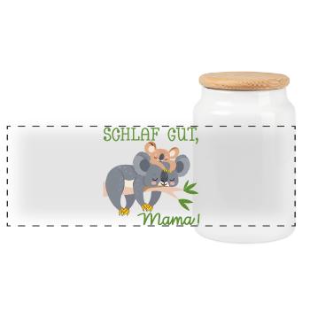SCHLAFLOSE MAMA MUTTERTAG BABY KOALA - Panorama Keksdose mit Holzdeckel - Weiß - Vorne