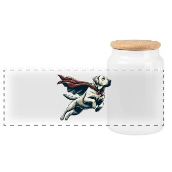 Super Dog Labrador Retriever Labi Labbi Gift - Panoramic Cookie Jar with Wooden Lid - white - Front