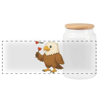 Eagle with darts - Panoramic Cookie Jar with Wooden Lid - white - Front