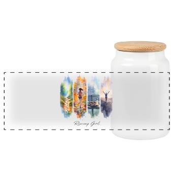 Running Girl Gift Running Girl Motivation - Panoramic Cookie Jar with Wooden Lid - white - Front