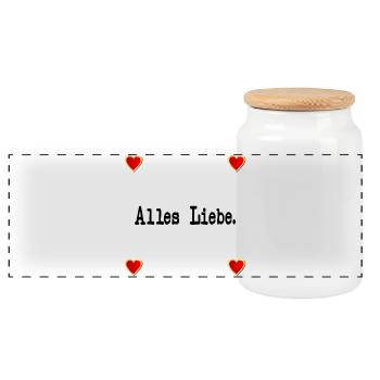 ABSCHIED GLÜCKWÜNSCHE ALLES LIEBE - Panorama Keksdose mit Holzdeckel - Weiß - Vorne