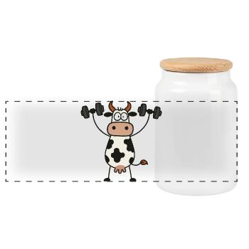 Drôle Vache Haltères Entraînement Fitness Musculation - Boîte à biscuits avec couvercle en bois - blanc - Devant