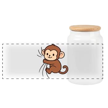 Dear little monkey - Panoramic Cookie Jar with Wooden Lid - white - Front