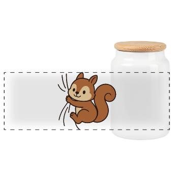 Dear little squirrel - Panoramic Cookie Jar with Wooden Lid - white - Front