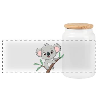 Bébé koala joyeux sur une branche - Boîte à biscuits avec couvercle en bois - blanc - Devant