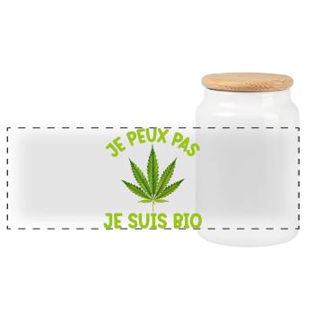 Canna Bio Message T-shirt - Boîte à biscuits avec couvercle en bois - blanc - Devant