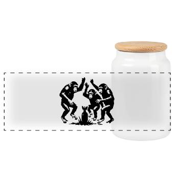 The Money Danc, themonkeydance.de, Affentanz - Panoramic Cookie Jar with Wooden Lid - white - Front
