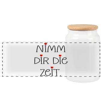 NIMM DIR DIE ZEIT - HERZ - Panorama Keksdose mit Holzdeckel - Weiß - Vorne