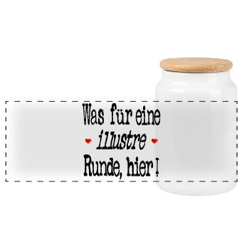 ILLUSTRE RUNDE HUMOR TEAM GRUPPE - Panorama Keksdose mit Holzdeckel - Weiß - Vorne