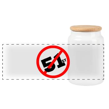 51st State No Way - Panoramic Cookie Jar with Wooden Lid - white - Front