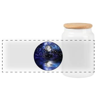 Scène de pleine lune cosmique - Boîte à biscuits avec couvercle en bois - blanc - Devant