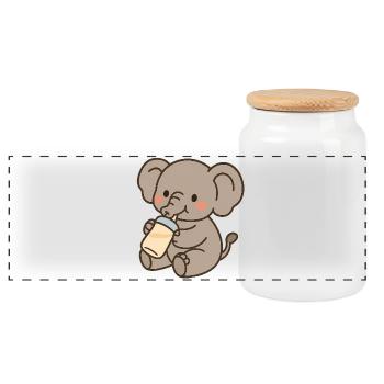 Petit éléphant avec des bouteilles de lait - Boîte à biscuits avec couvercle en bois - blanc - Devant