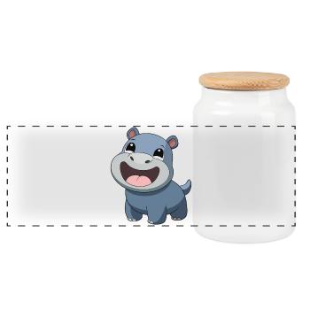 Bébé hippopotame joyeux et souriant (v02) - Boîte à biscuits avec couvercle en bois - blanc - Devant