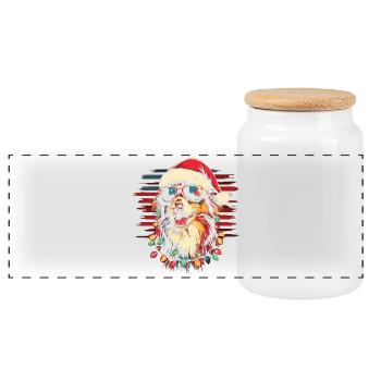 Shetland Sheepdog Sheltie Weihnachten Sonnenbrille - Panorama Keksdose mit Holzdeckel - Weiß - Vorne