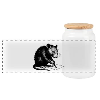 Rat Writes | Personalize Banksy Style - Panoramic Cookie Jar with Wooden Lid - white - Front