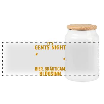Gents Night – Bier, Bräutigam, Blödsinn! - Panorama Keksdose mit Holzdeckel - Weiß - Vorne