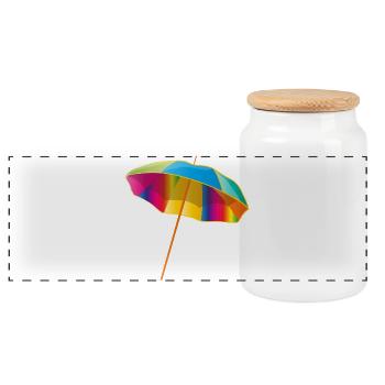 Colorful parasol in bright colors - Panoramic Cookie Jar with Wooden Lid - white - Front
