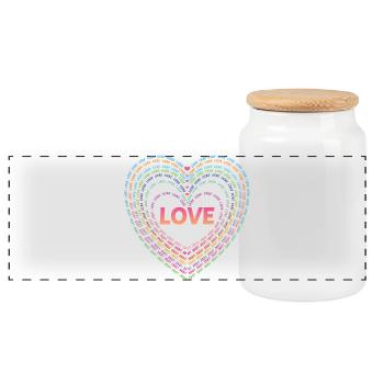 Love. - Panoramic Cookie Jar with Wooden Lid - white - Front