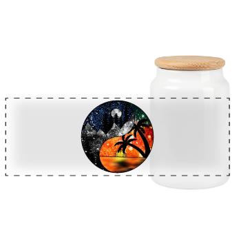 Cosmic Yin And Yang Landscapes - Panoramic Cookie Jar with Wooden Lid - white - Front