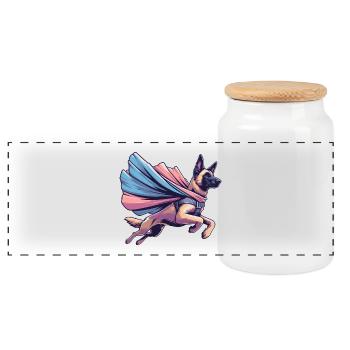Super chien Berger Belge Cape Cadeau - Boîte à biscuits avec couvercle en bois - blanc - Devant