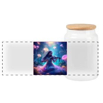 Monde sous-marin magique avec violoniste - Boîte à biscuits avec couvercle en bois - blanc - Devant