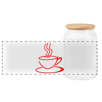 Café minimaliste et moderne - Boîte à biscuits avec couvercle en bois - blanc - Devant