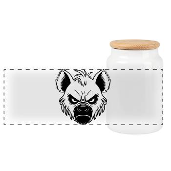 Hyena - Panoramic Cookie Jar with Wooden Lid - white - Front