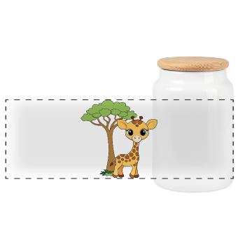 Bébé girafe mignonne près d’un arbre - Boîte à biscuits avec couvercle en bois - blanc - Devant