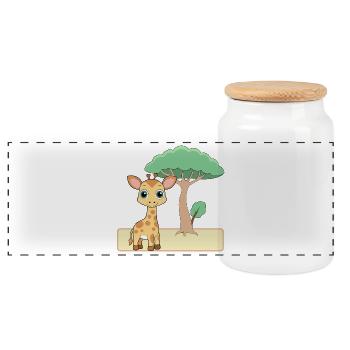 Bébé girafe mignonne près d’un arbre (v02) - Boîte à biscuits avec couvercle en bois - blanc - Devant