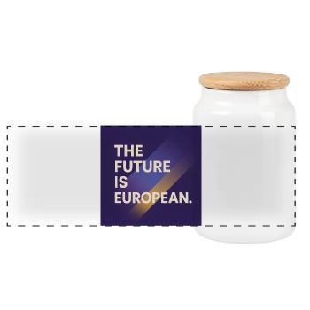 Vision européenne du design du futur - Boîte à biscuits avec couvercle en bois - blanc - Devant