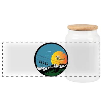 grenoble vue imprenable - Boîte à biscuits avec couvercle en bois - blanc - Devant