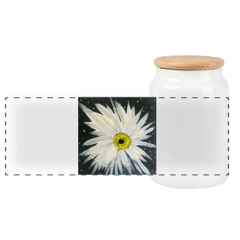 Design Edelweiss-noir-blanc - Boîte à biscuits avec couvercle en bois - blanc - Devant