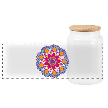 Mandala Yoga Blume Ornament Indien Yogi Meditation - Panorama Keksdose mit Holzdeckel - Weiß - Vorne