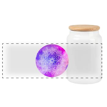Yoga Mandala violett Aquarell Kreis Meditation om - Panorama Keksdose mit Holzdeckel - Weiß - Vorne